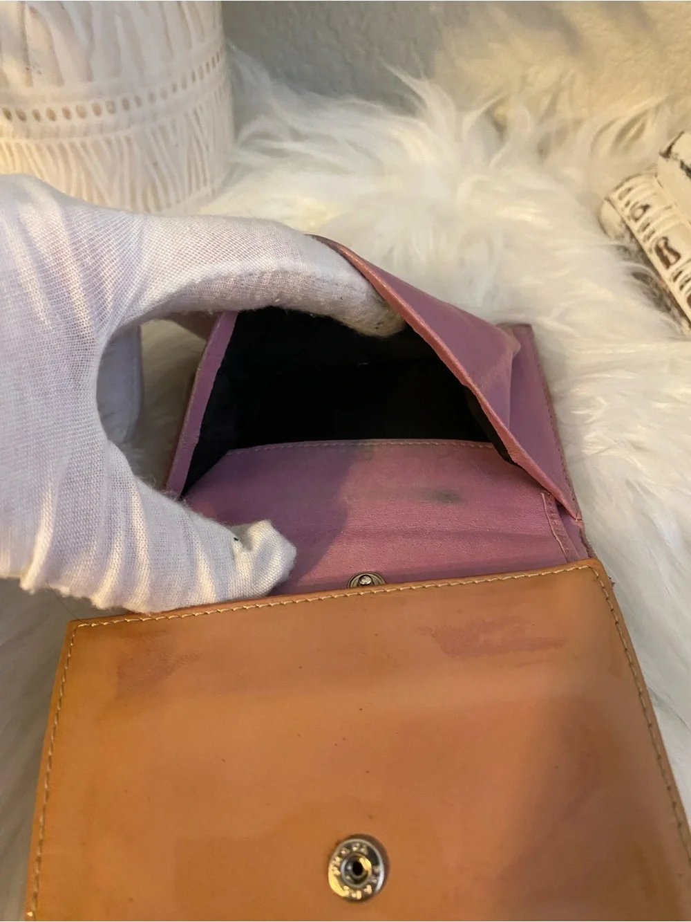 Prada Glossy Patent Leather Wallet - Camel Brown